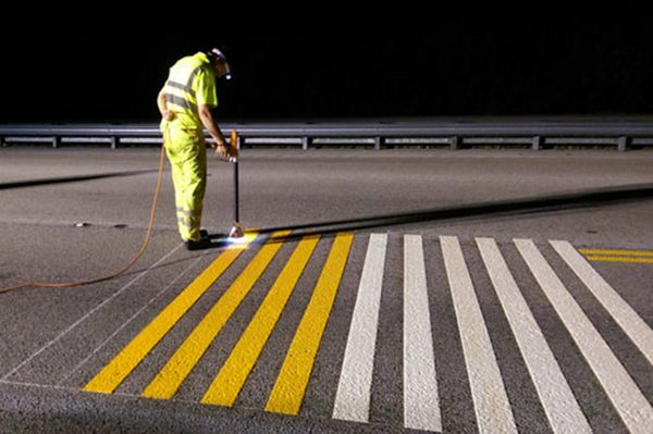 OPTAMARK at test site for pavement marking materials